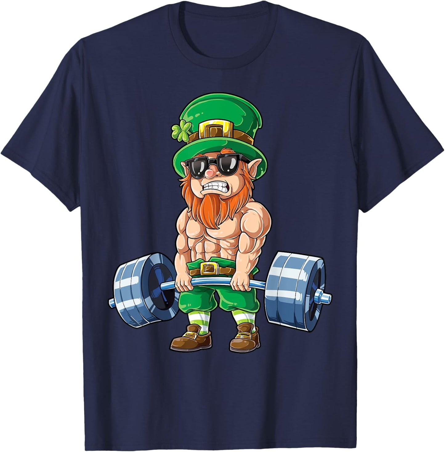 Leprechaun St Patrick's Day Weightlifting Deadlift Fitness T-Shirt - T-Shirt | Navy