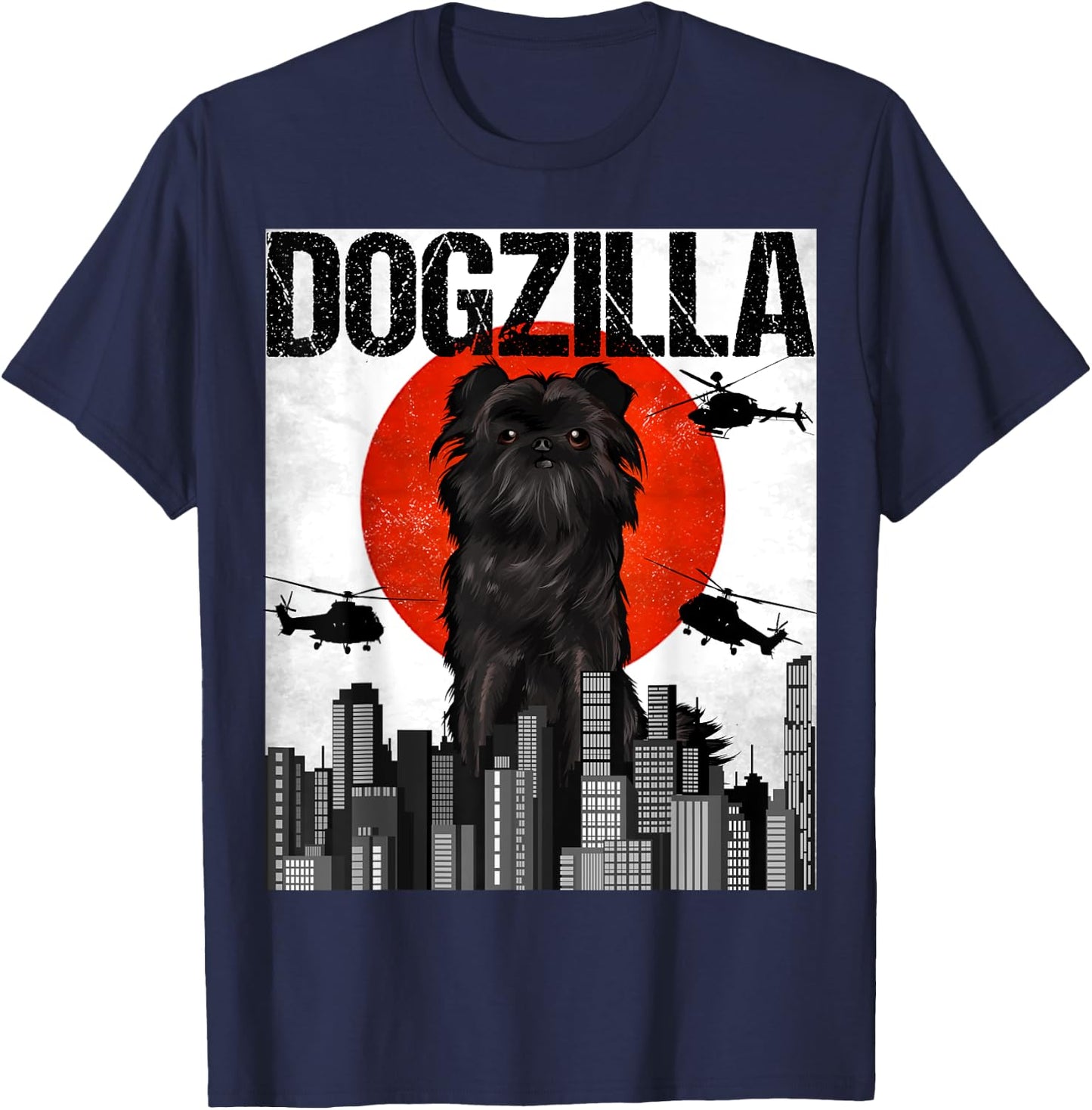 Funny Vintage Japanese Dogzilla Affenpinscher T-Shirt - T-Shirt | Navy