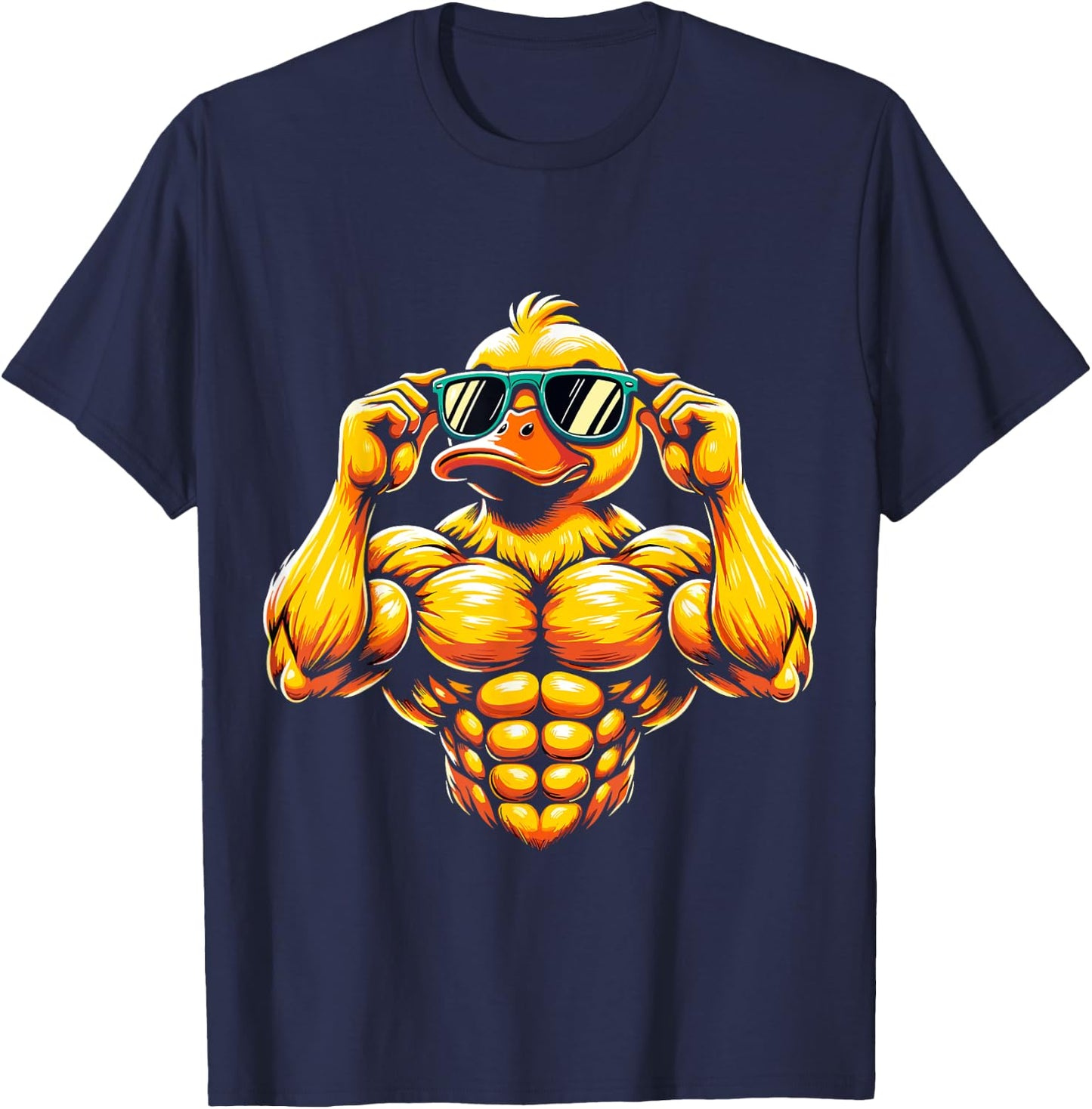 cool Rubber Duck Muscular Fitness Gym Duck T-Shirt - T-Shirt | Navy
