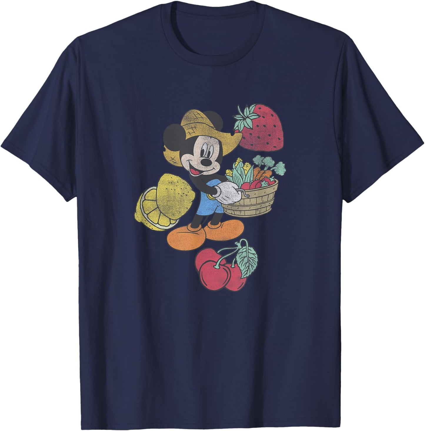Disney Mickey Farming Fruits & Veggies Smiling T-Shirt - T-Shirt | Navy