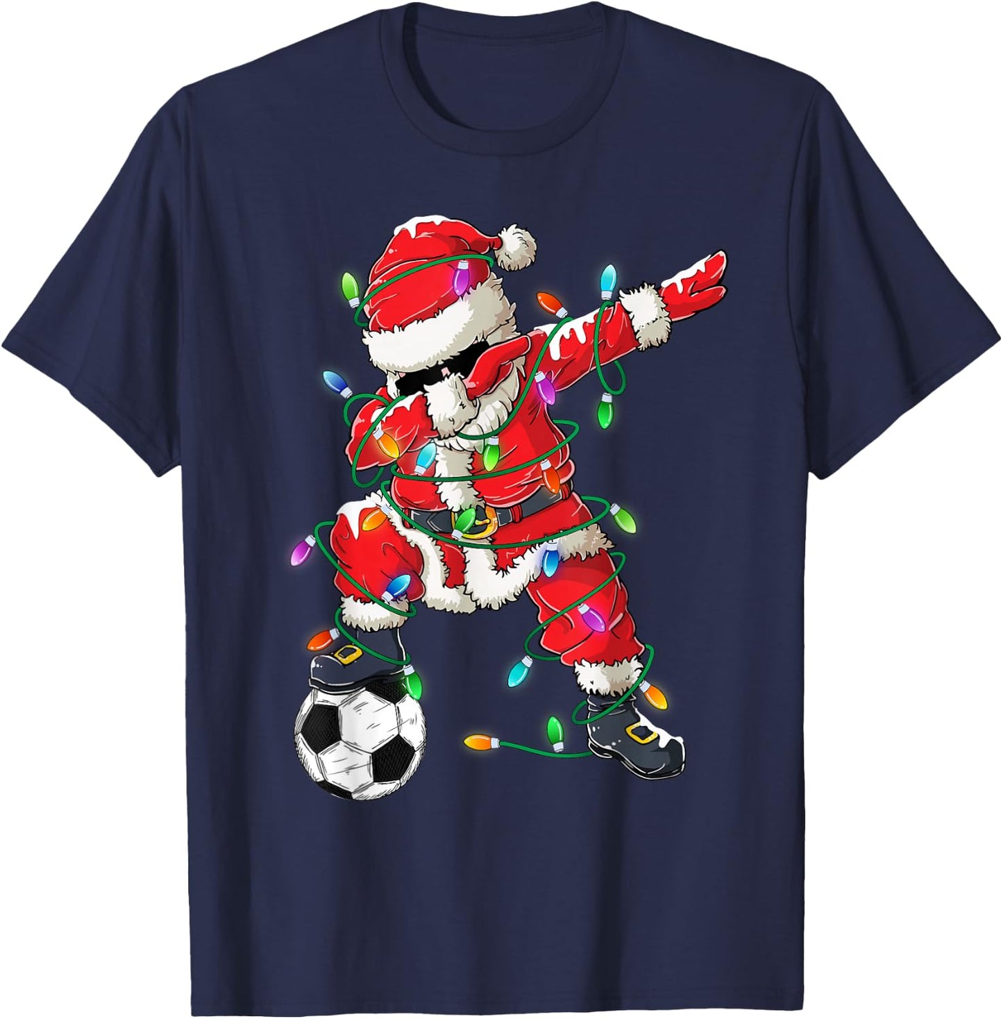 Happy Xmas Dabbing Santa Soccer Christmas Pajamas Kids T-Shirt - T-Shirt | Navy