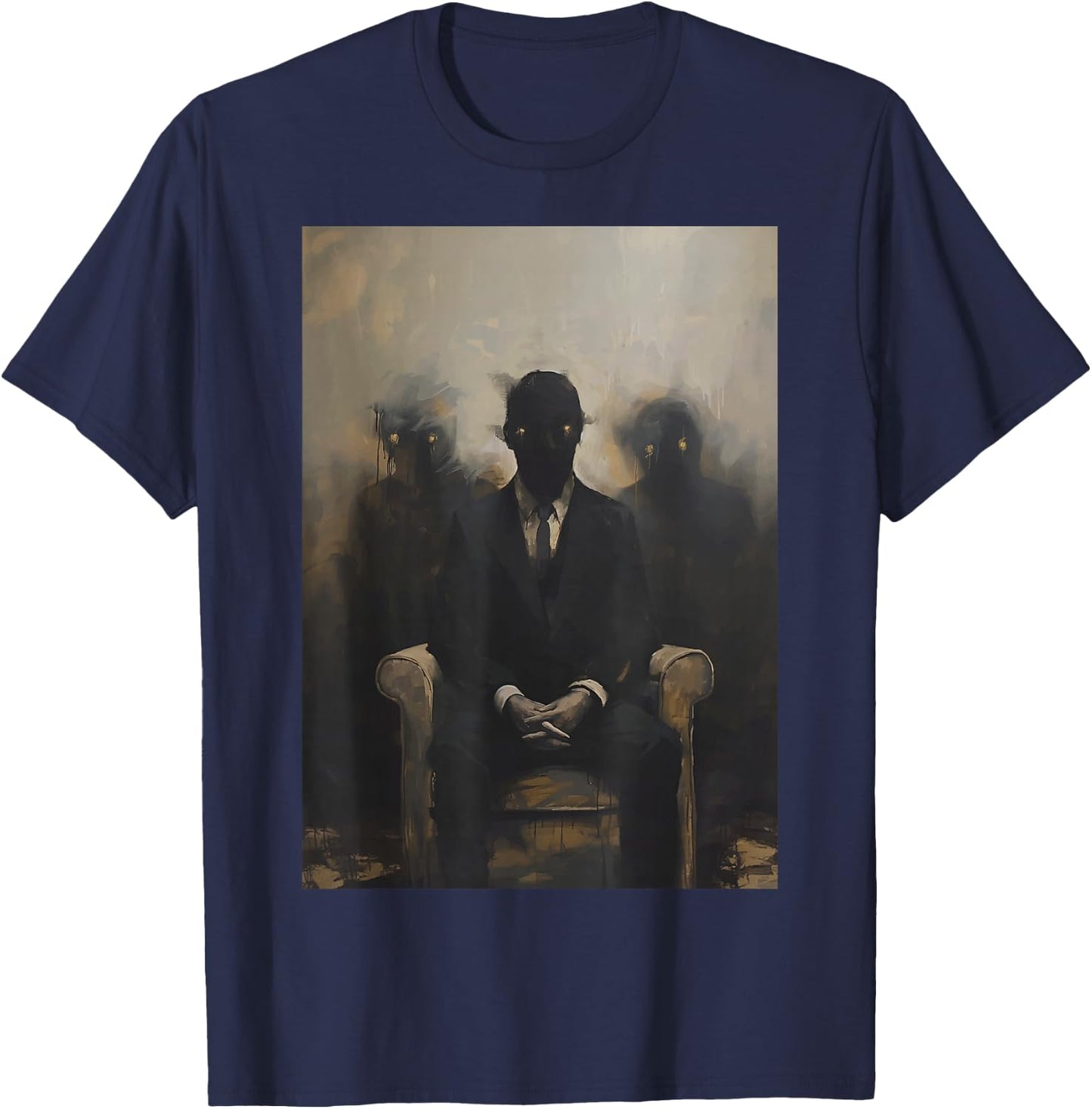 Creepy Occult Horror Dark Conspiracy Gothic Alt Demon Art T-Shirt - T-Shirt | Navy