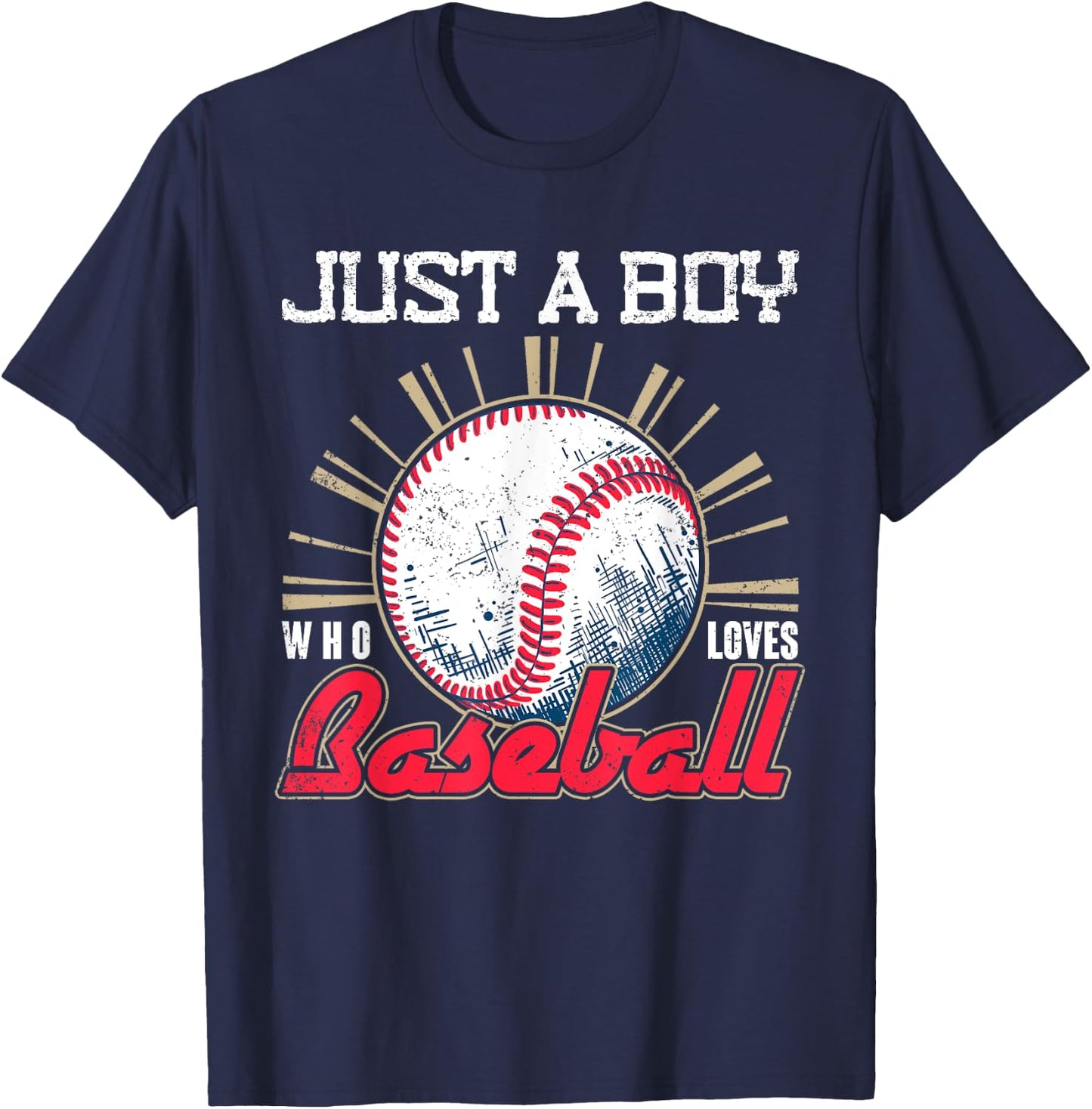 Ball Baseball Player Boys Just A Boy Who Loves Baseball T-Shirt - T-Shirt | Navy