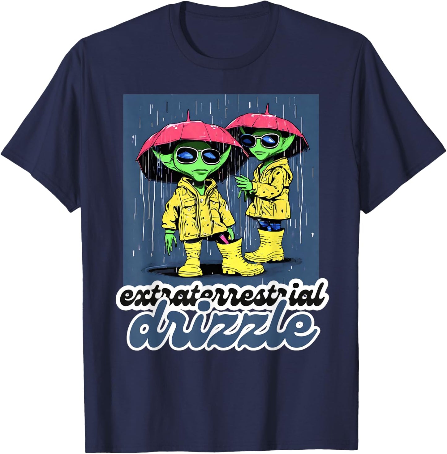 Extraterrestrial Drizzle Alien Design T-Shirt - T-Shirt | Navy