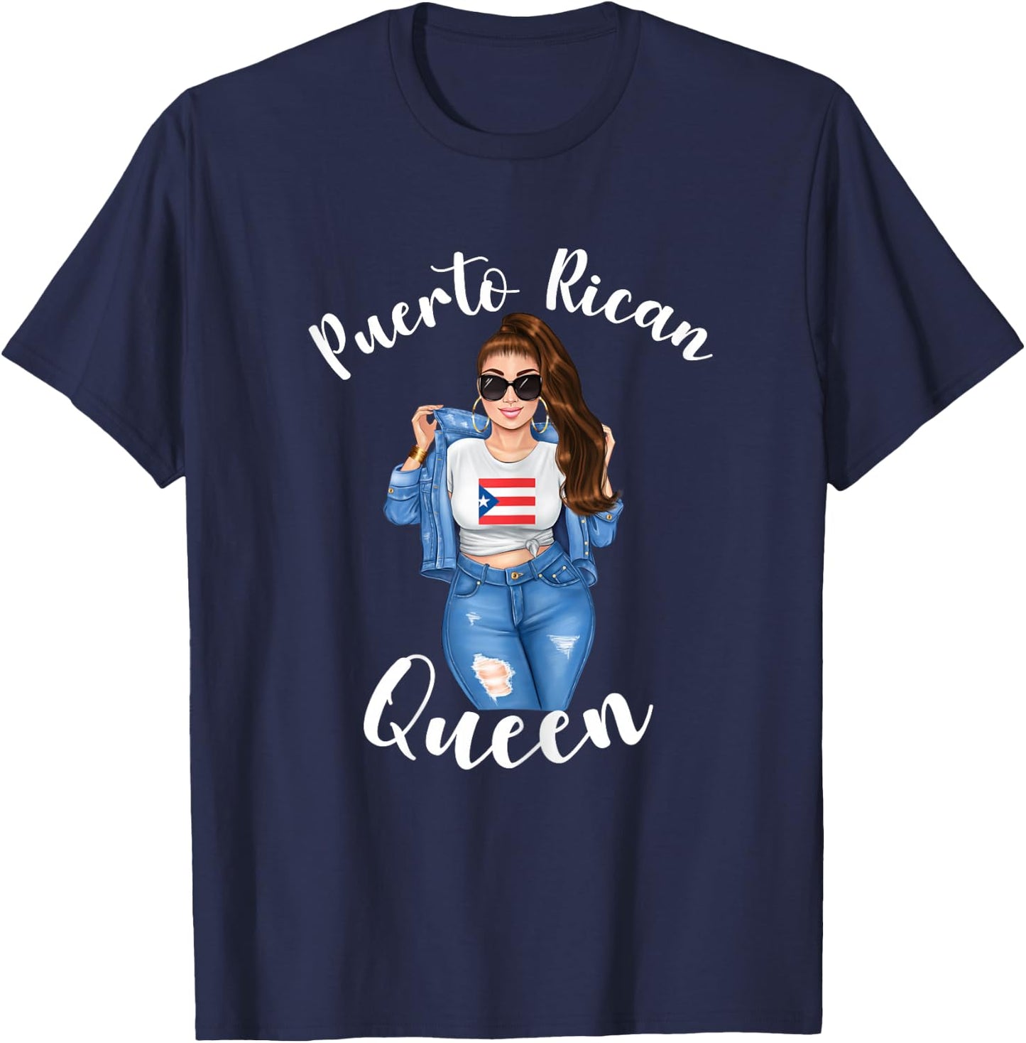 Puerto Rican Queen Proud Mexican Latin Sunshine Sassy Woman T-Shirt - T-Shirt | Navy