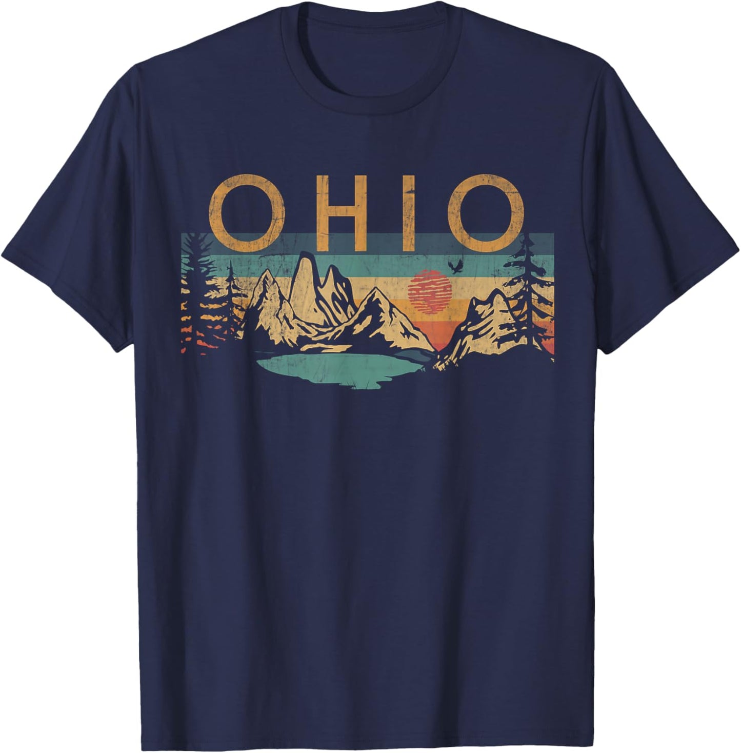 Ohio USA Outdoor Vintage Ohio -Adults, -Kids Black Short Sleeve Small Retro Nature Retro T-Shirt - T-Shirt | Navy