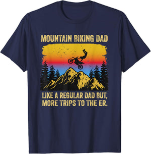 Funny Mountain Biking Dad Like a Regular Dad Cycling T-Shirt - T-Shirt | Navy