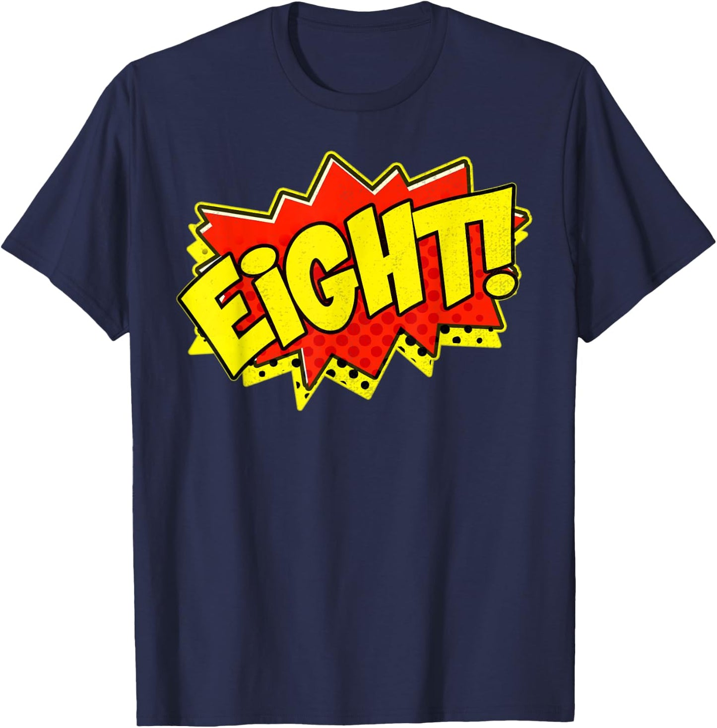 Boy Eight Superhero Comic Book Hero 8th Birthday Boy 8 Years T-Shirt - T-Shirt | Navy
