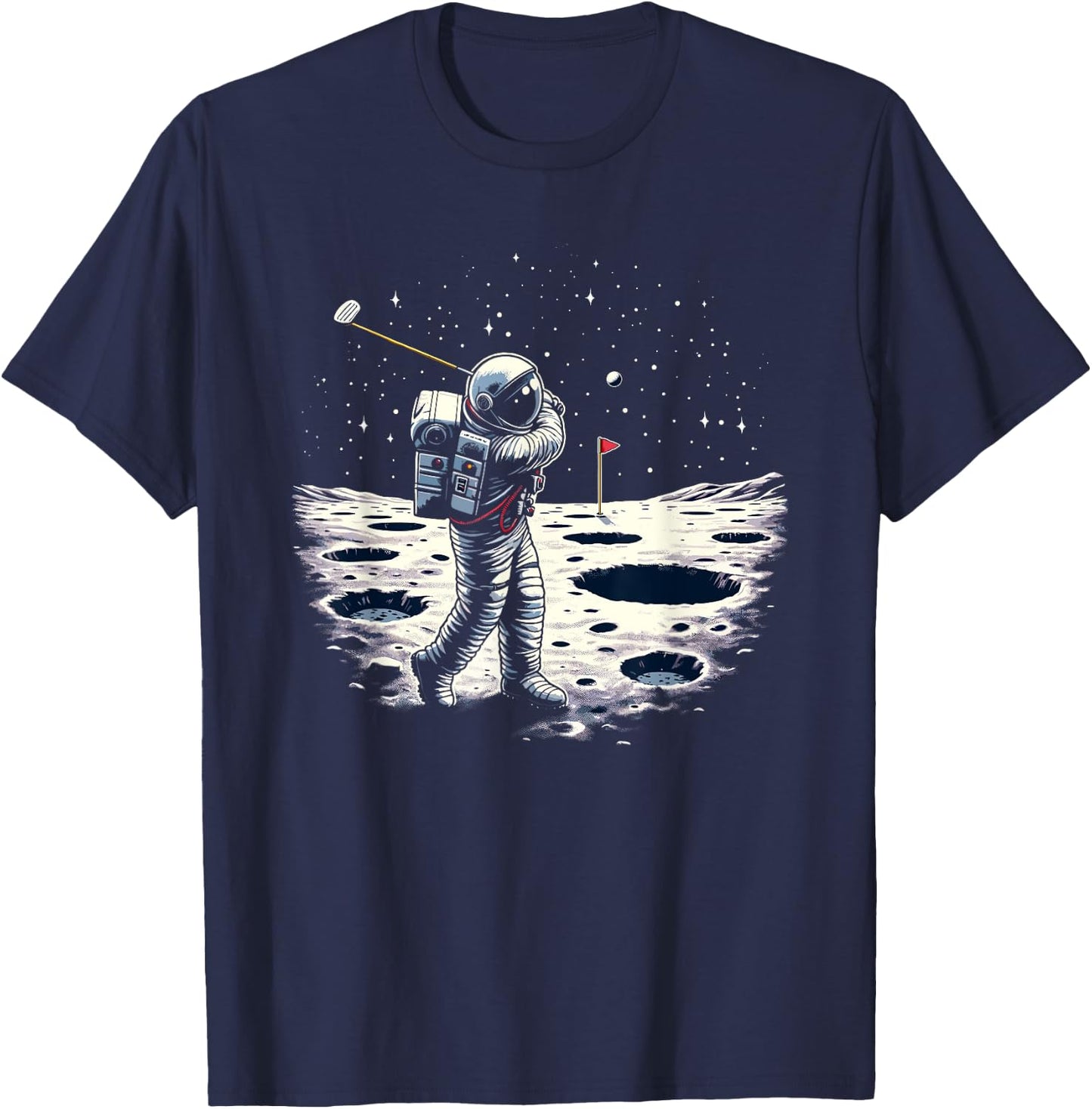 Golf Novelty Astronaut Golfing Men Women Kids Funny Golf T-Shirt - T-Shirt | Navy