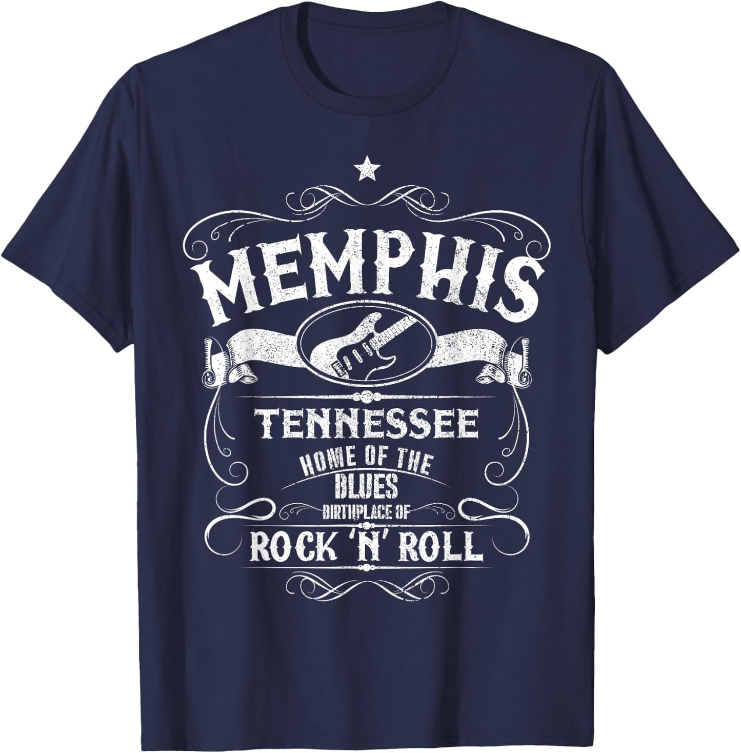 Memphis Tennessee Blues Country Music Guitar Vintage Gift Small T-Shirt - T-Shirt | Navy