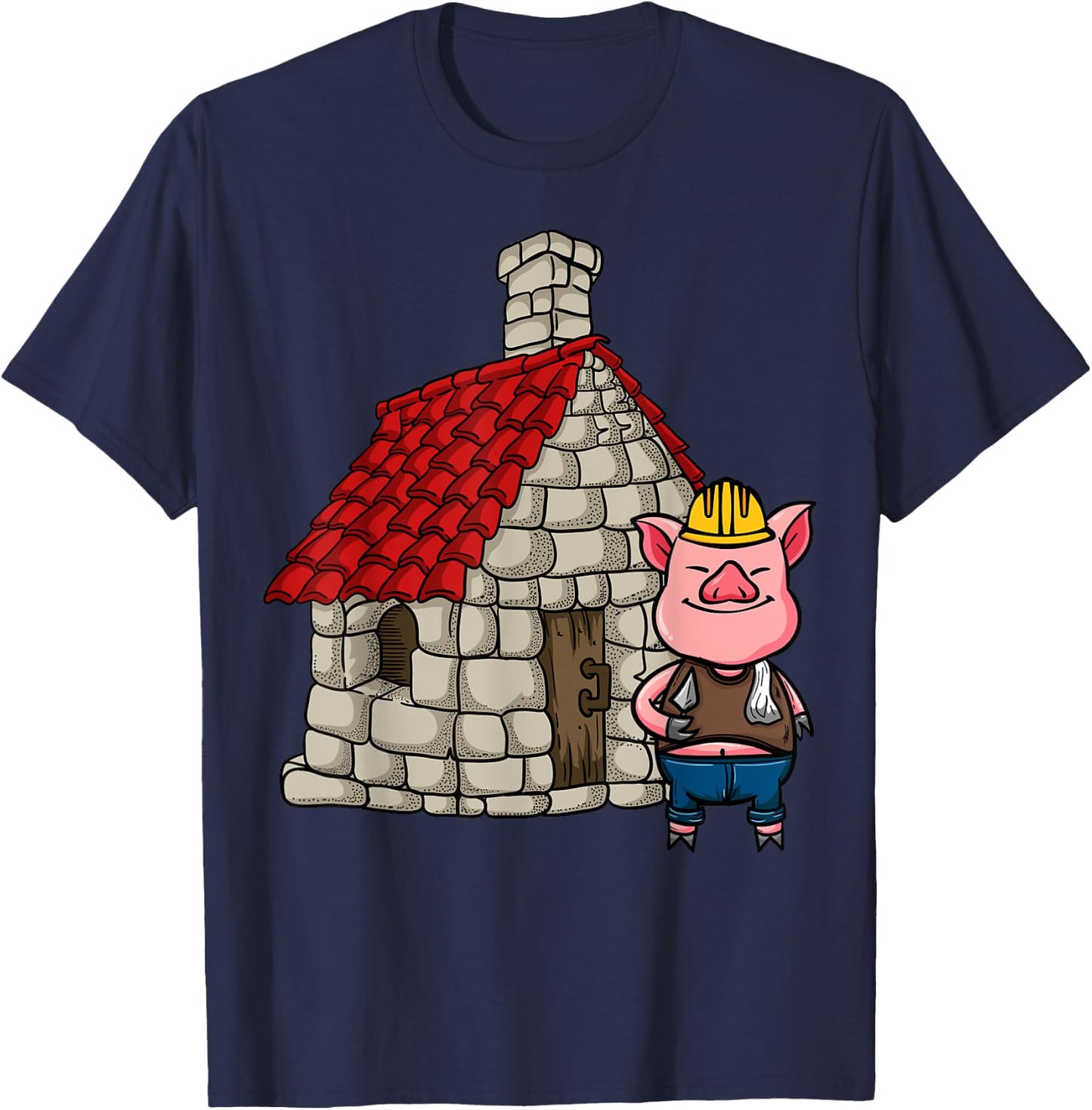 Three Pigs Lazy Halloween Costume - Brick House T-Shirt - T-Shirt | Navy