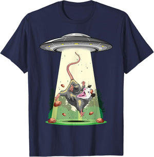 Alien Abduction Shirt Opossum UFO Flying Saucer Conspiracy T-Shirt - T-Shirt | Navy