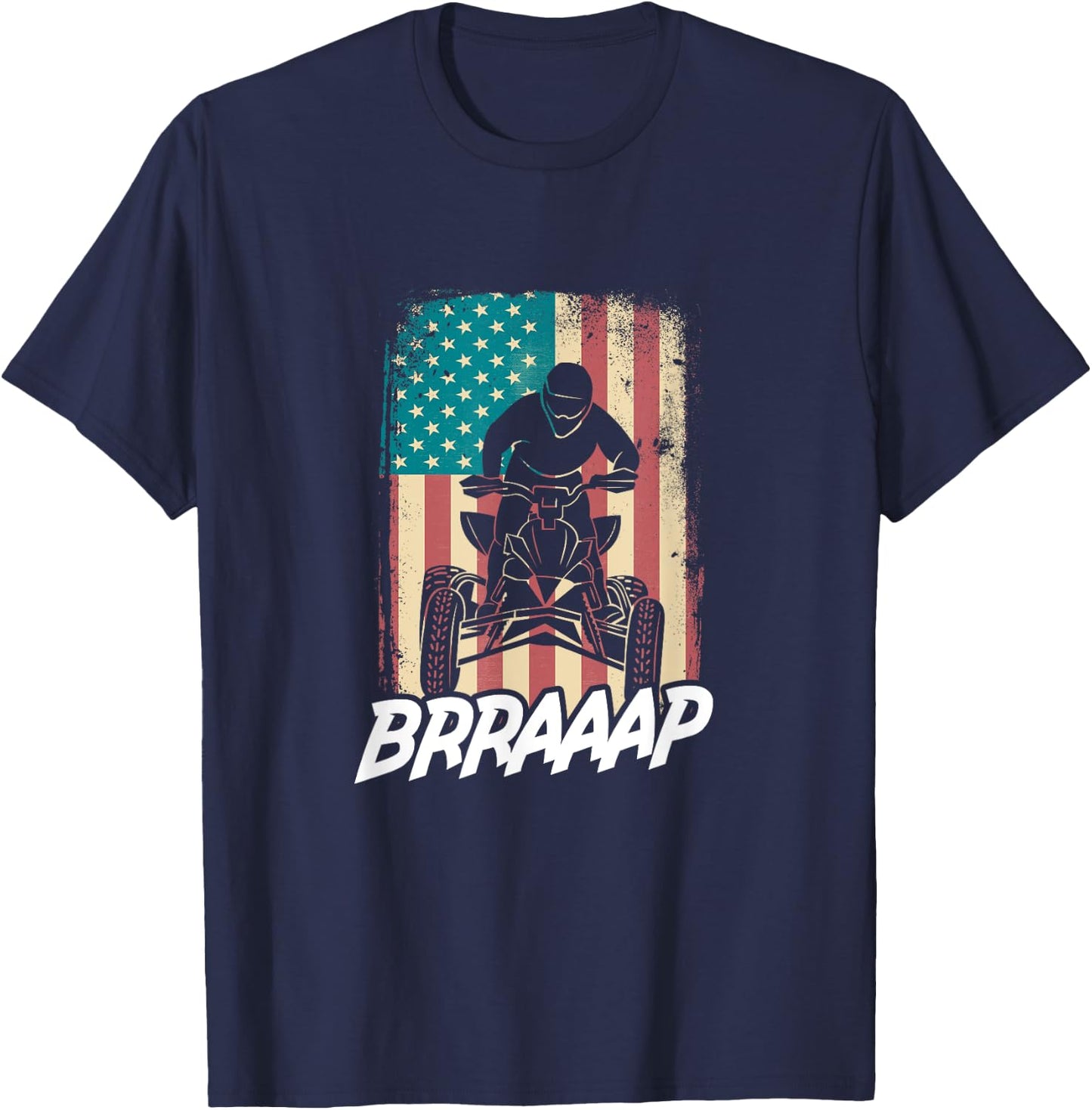 ATV USA American Flag Quad Bike Four Wheeler Biker Rider T-Shirt - T-Shirt | Navy