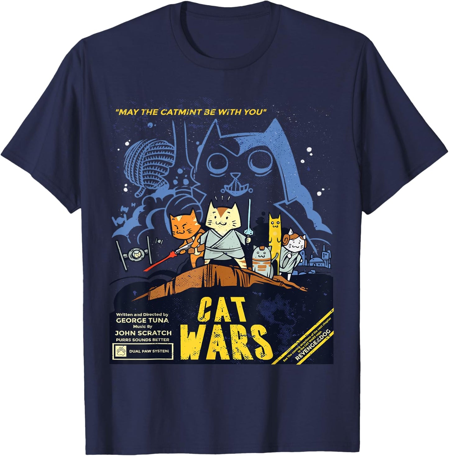 Cat Wars May The Catmint Be With You Funny Cat Lovers Gift Women Girls Kids T-Shirt - T-Shirt | Navy