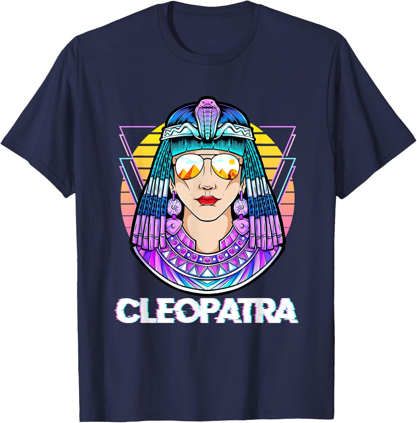 Cleopatra Ancient Egyptian Mythology Egypt God Retro Vintage T-Shirt - T-Shirt | Navy