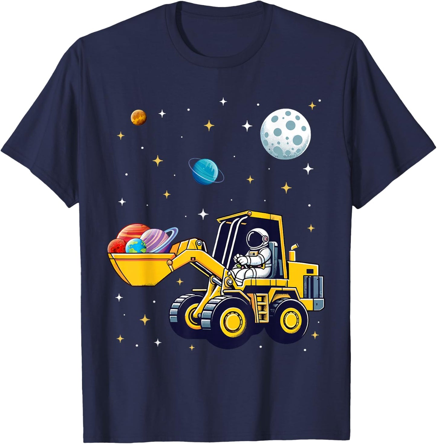 Kids Space Cosmic Excavator Astronaut Space Loader Planet T-Shirt - T-Shirt | Navy