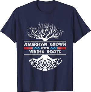 American Grown With Viking Roots Viking T-Shirt - T-Shirt | Navy