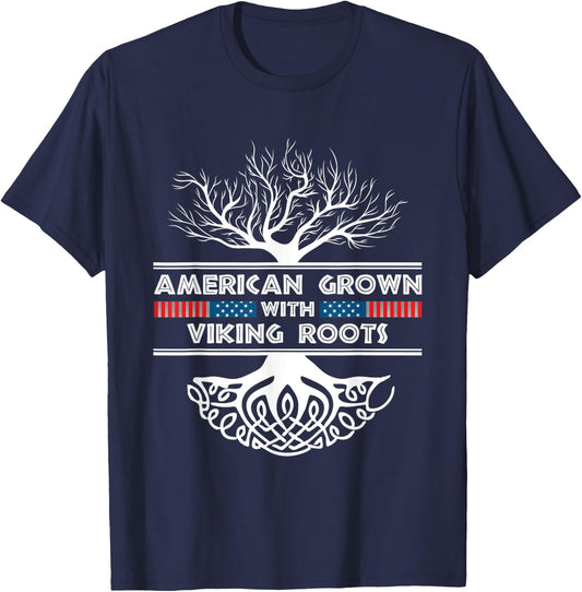 American Grown With Viking Roots Viking T-Shirt - T-Shirt | Navy