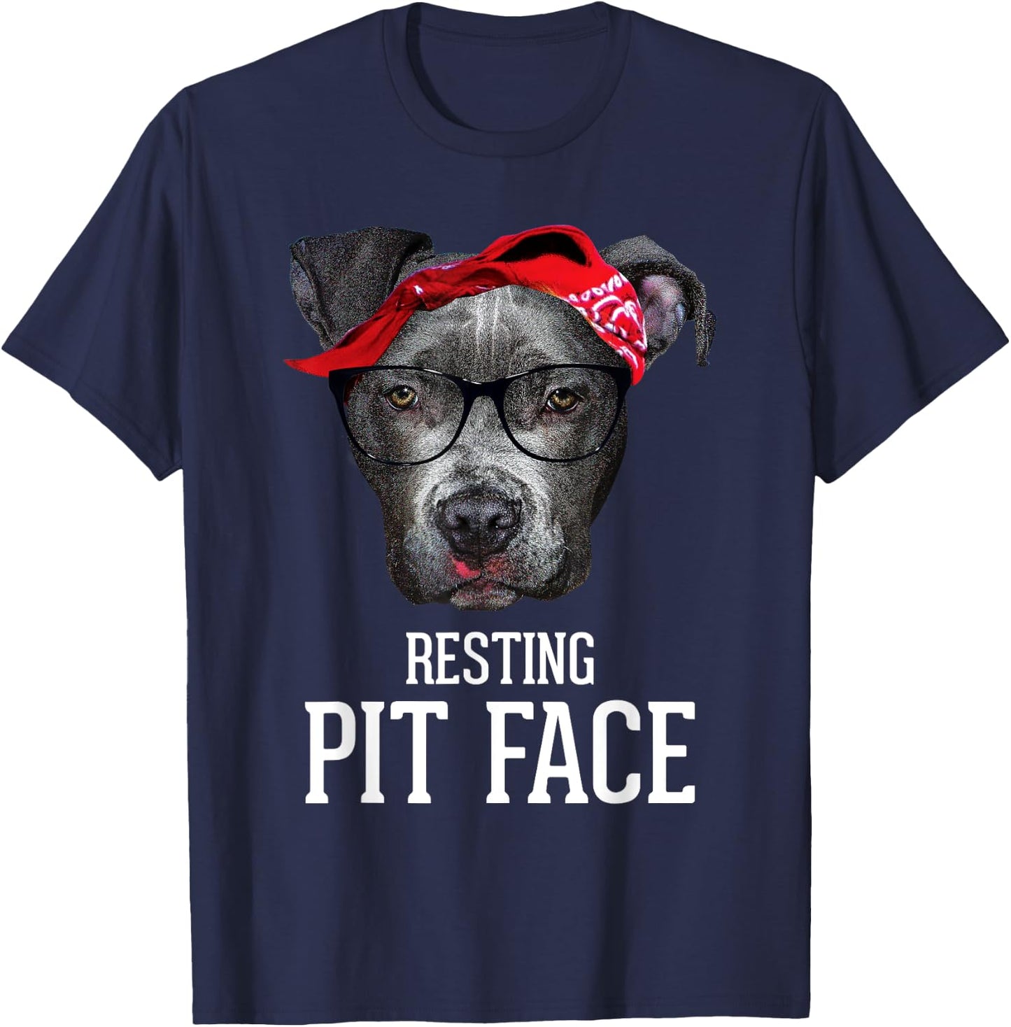 Vintage Pitbull Resting Pit Face - Funny Pitbull Lovers Dog T-Shirt - T-Shirt | Navy