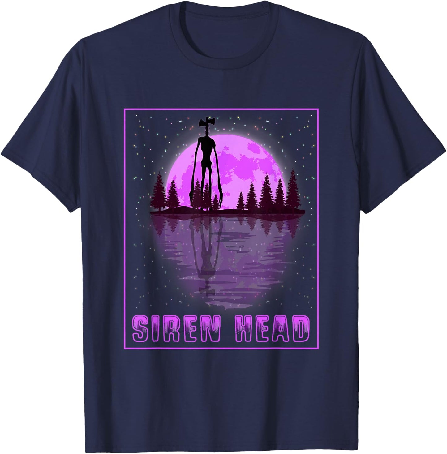 Siren Head and a Purple Full Moon T-Shirt - T-Shirt | Navy