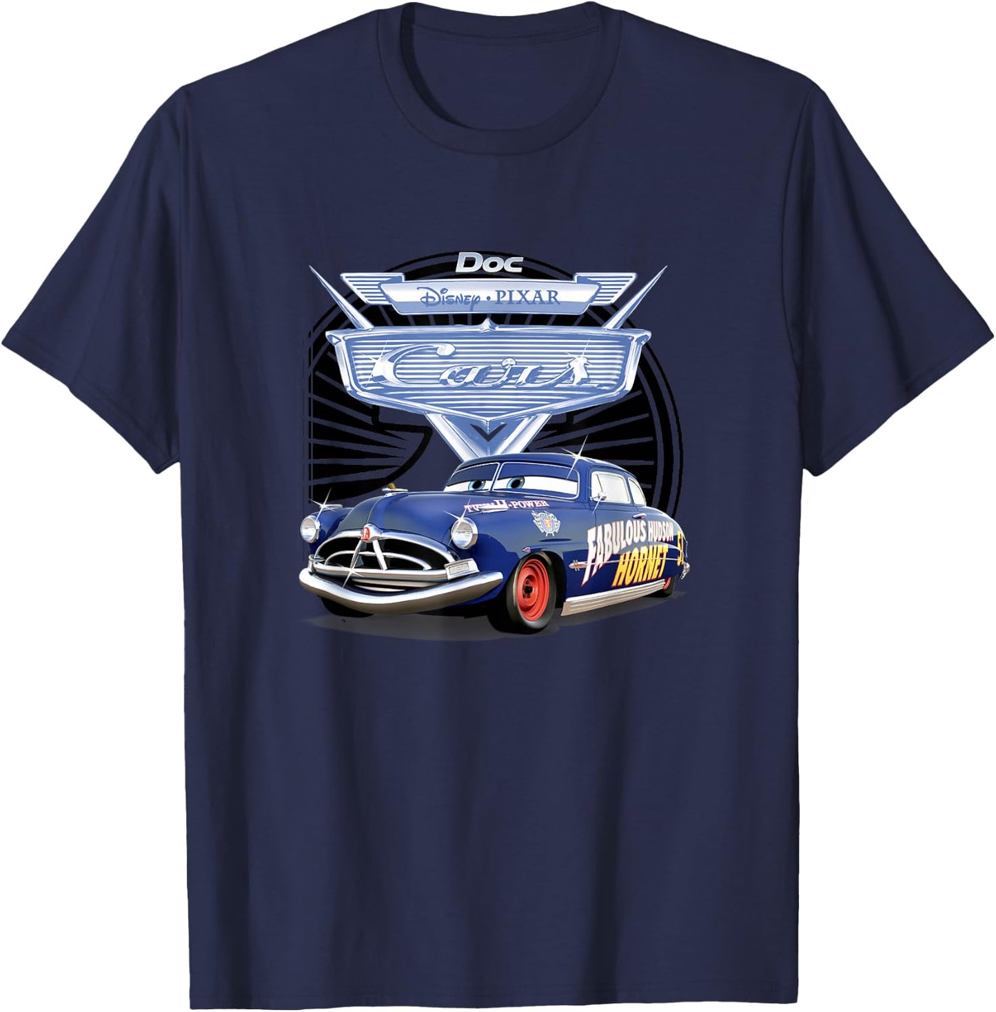 Disney Pixar Cars Fabulous Hudson Hornet Portrait T-Shirt - T-Shirt | Navy