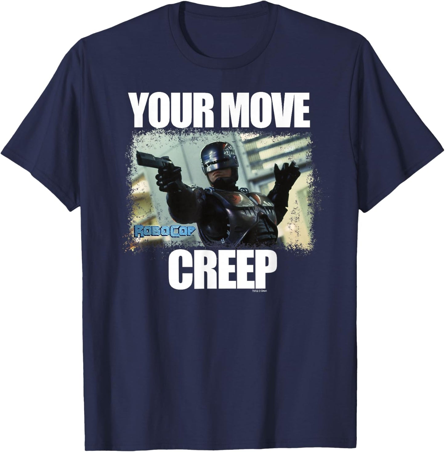 RoboCop Your Move Creep Distressed Portrait T-Shirt - T-Shirt | Navy