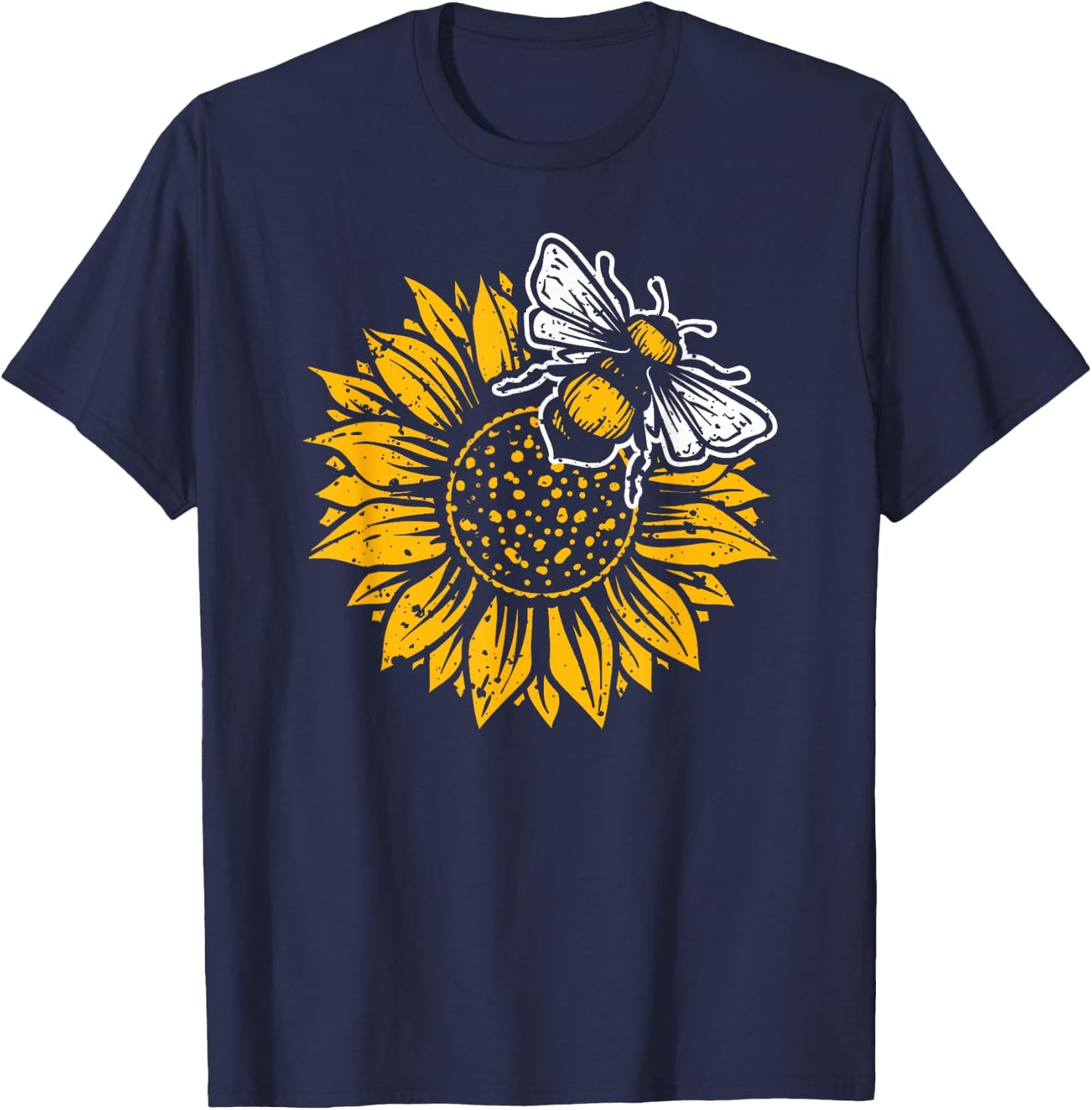Bumblebee Sunflower Springtime Save The Bees Honeybee T-Shirt - T-Shirt | Navy