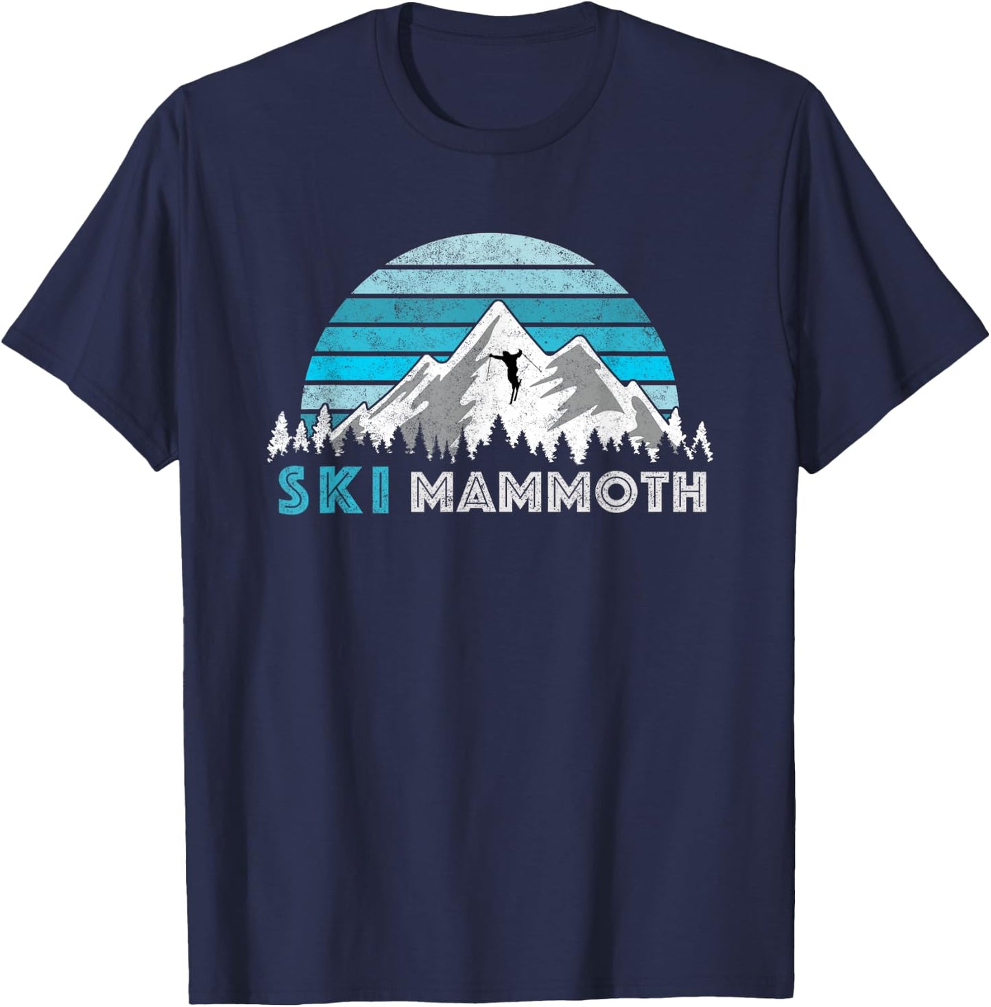 Retro Ski Mammoth, CA Illustration - Vintage Snow Mountain T-Shirt - T-Shirt | Navy