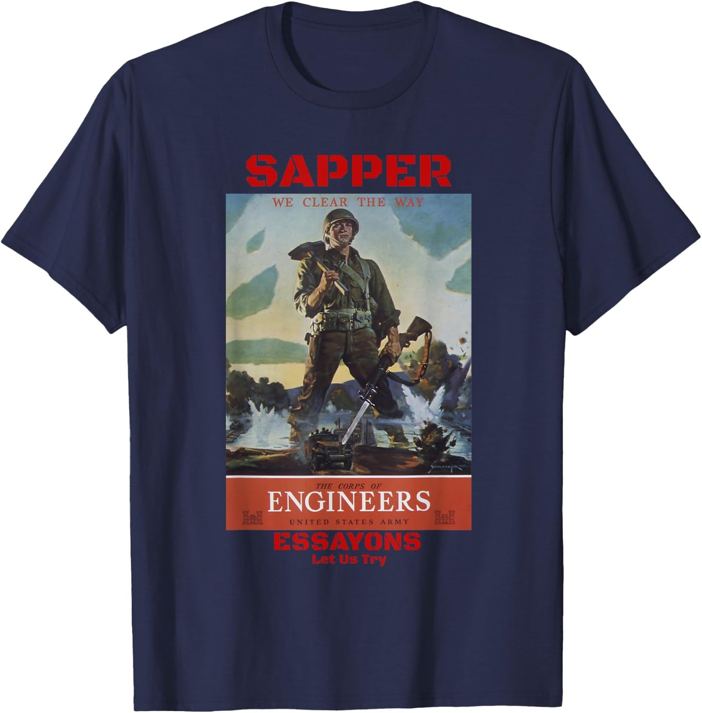 Sapper Army Combat Engineer Corps Veterans and Military T-Shirt - T-Shirt | Navy