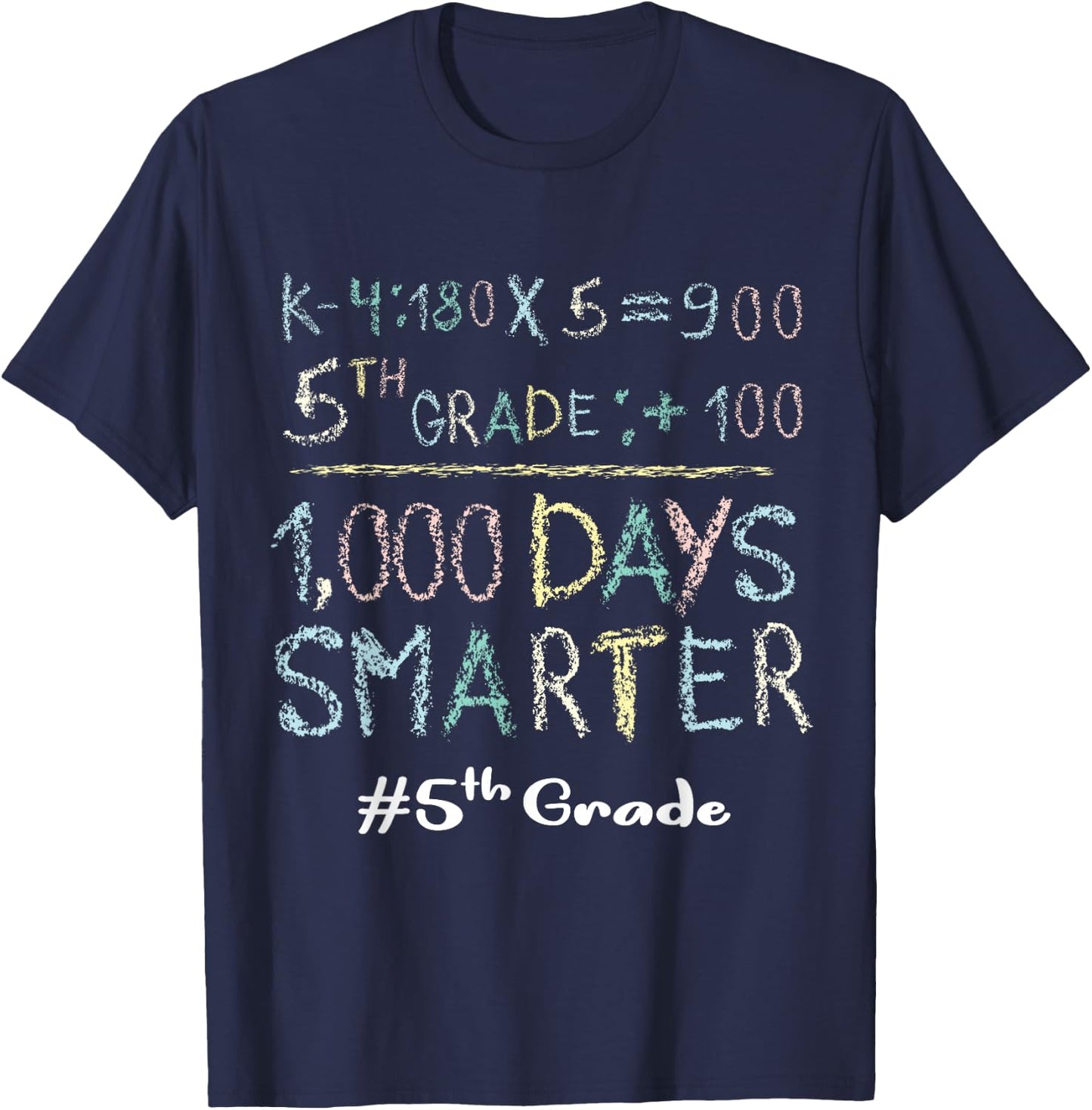 Fifth Grade Teacher 1000 Days Smarter 100 Days Of School T-Shirt - T-Shirt | Navy
