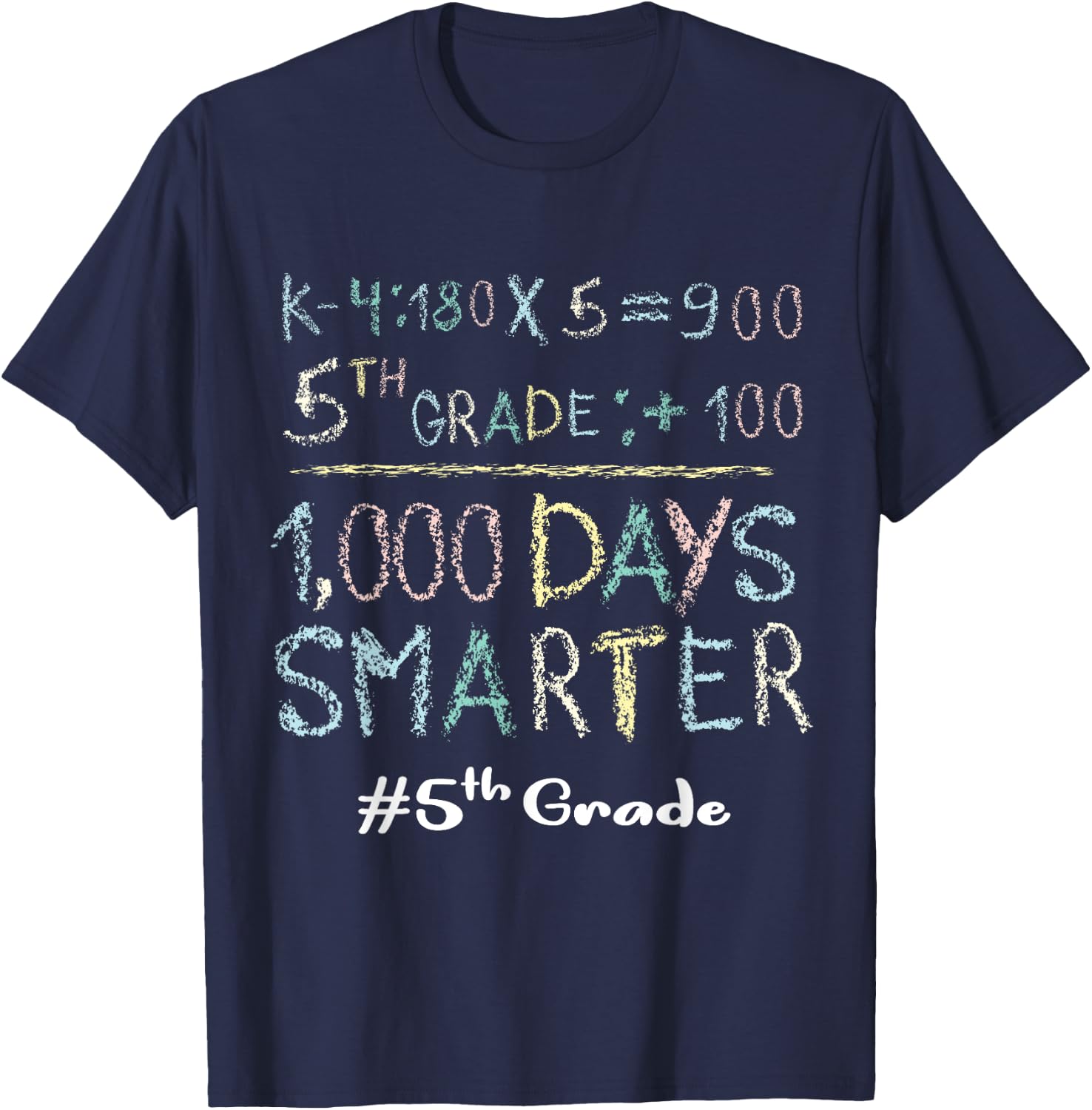Fifth Grade Teacher 1000 Days Smarter 100 Days Of School T-Shirt - T-Shirt | Navy
