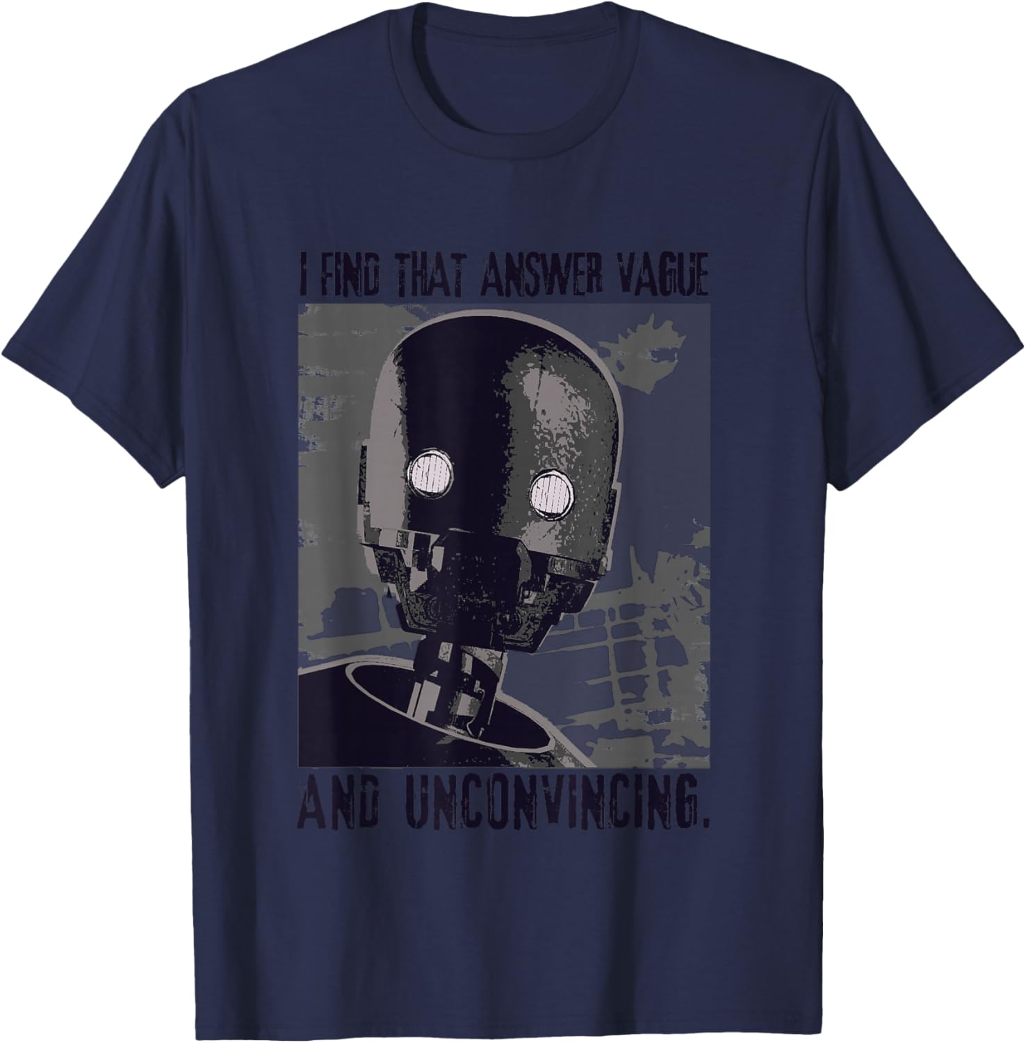 Star Wars Rogue One K-2SO I Find That Answer Vague Text Logo T-Shirt - T-Shirt | Navy