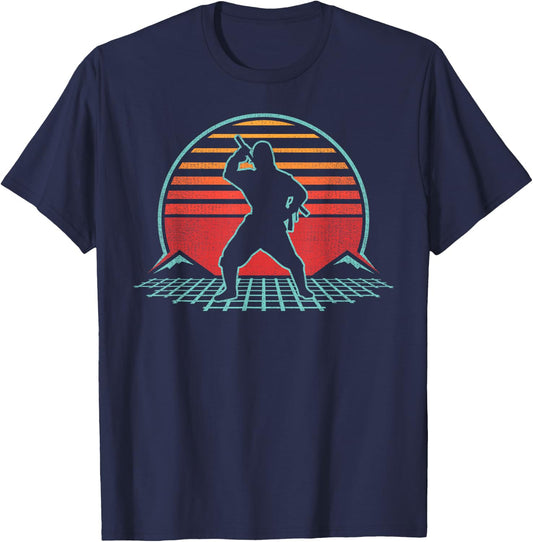 Ninja Shinobi Ninjutsu Warrior Retro Vintage 80s Style Gift T-Shirt - T-Shirt | Navy