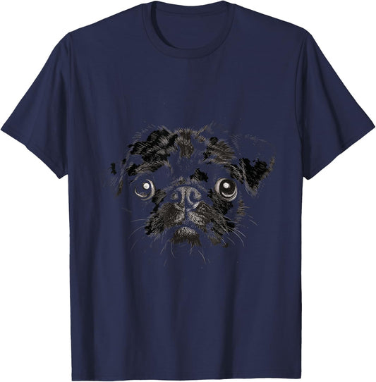 Pug for Dog Mom Dad Funny Cute Black Pug Women Kids T-Shirt - T-Shirt | Navy