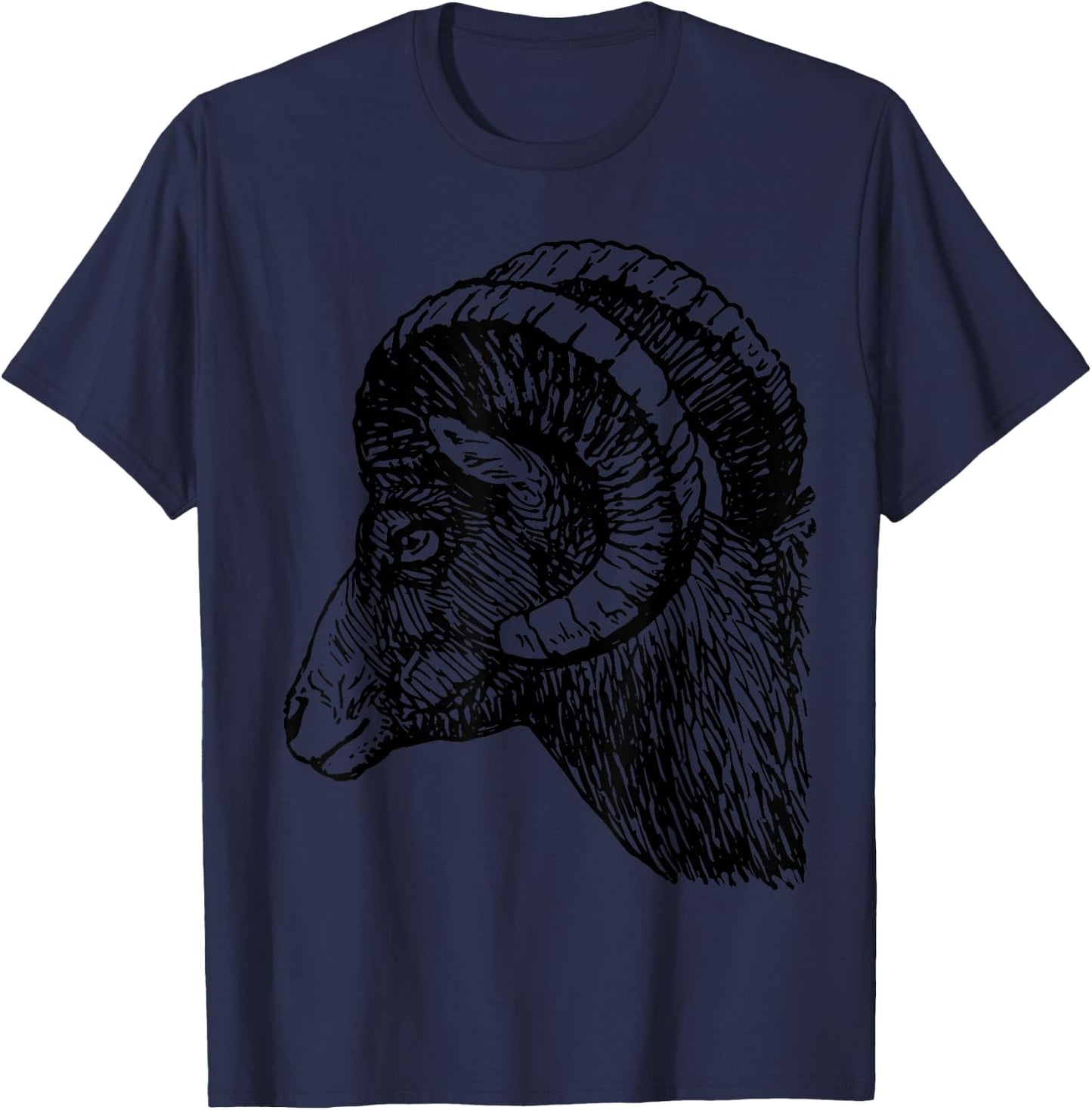 Bighorn Sheep Head and Horns T-Shirt - T-Shirt | Navy