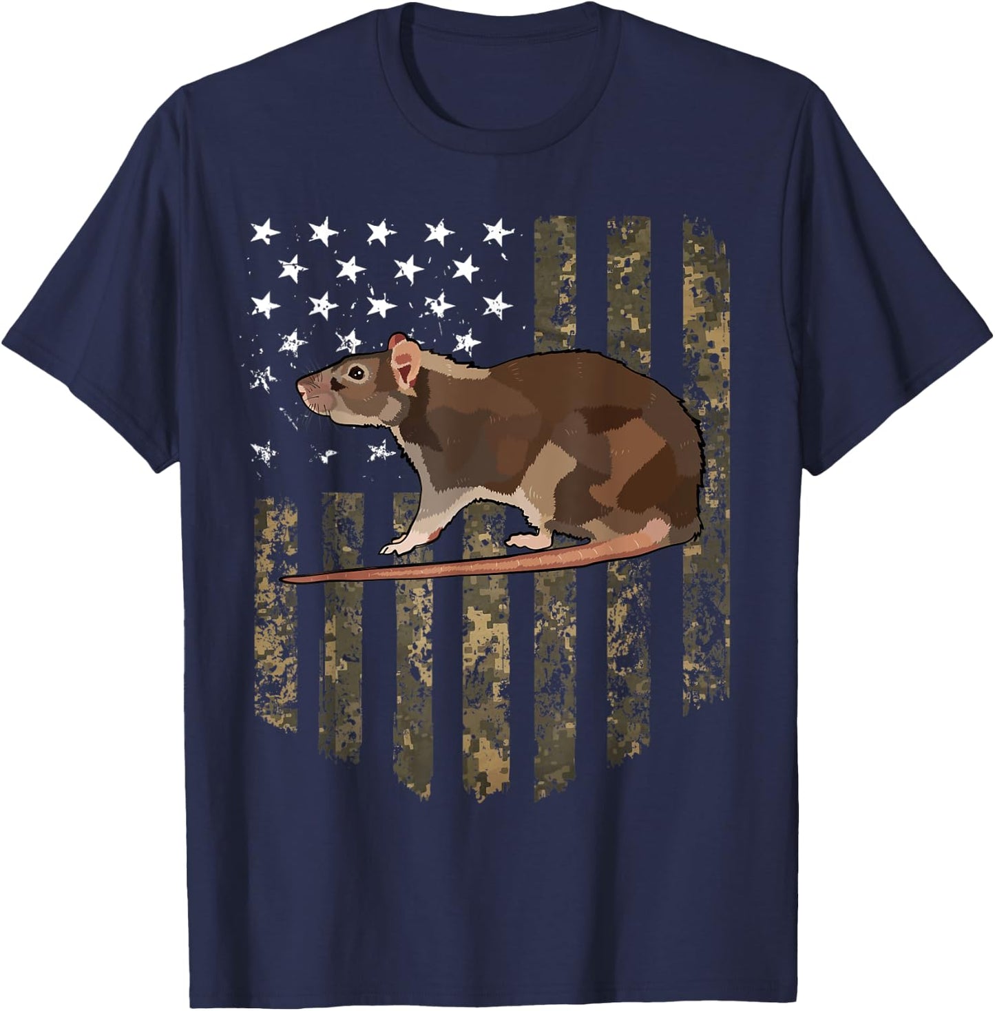 Camo American Flag Rat 4th Of July Farm Animal Kids Men T-Shirt - T-Shirt | Navy