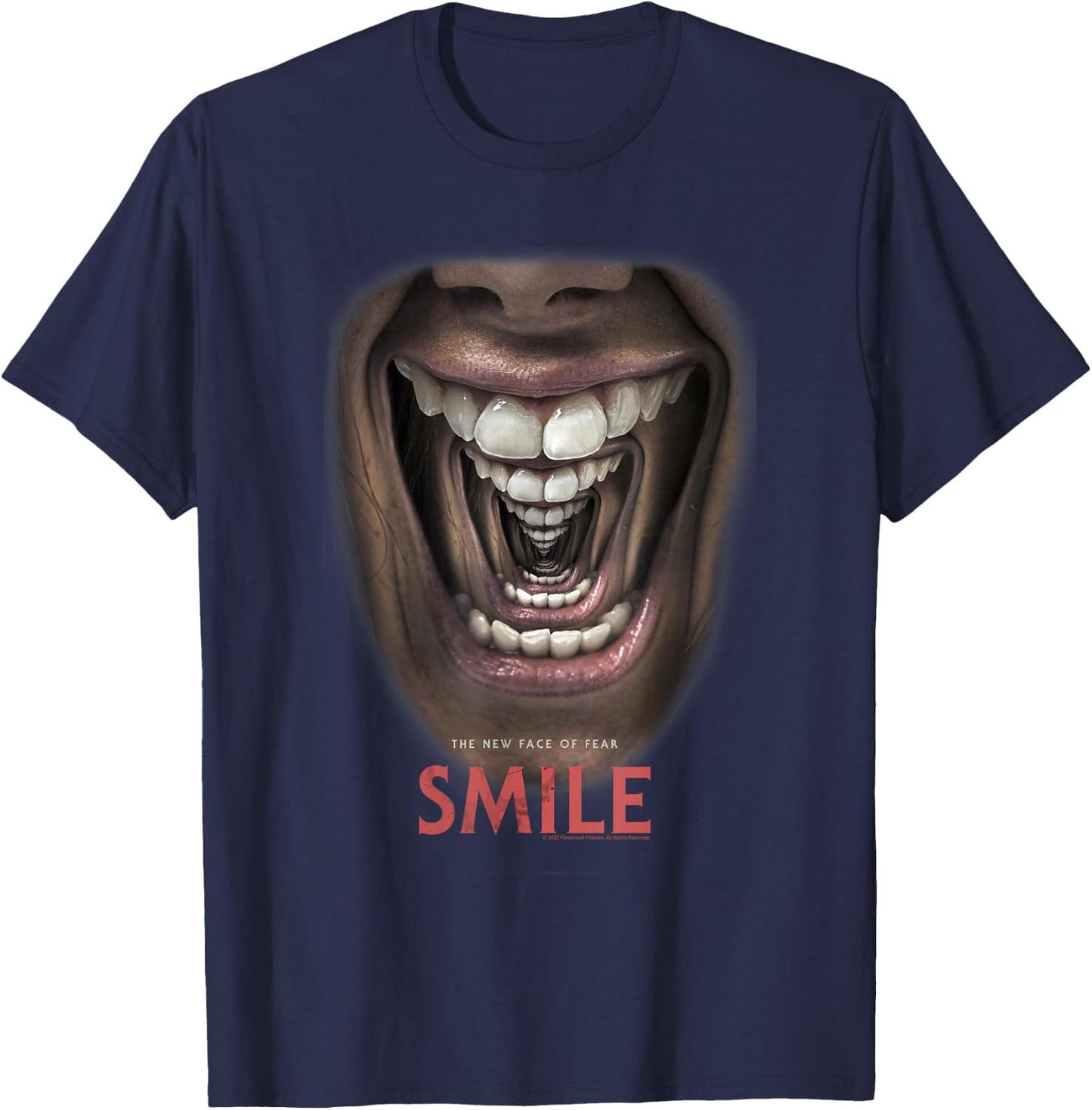 Smile Droste Mirror Effect Horror Movie Poster T-Shirt - T-Shirt | Navy