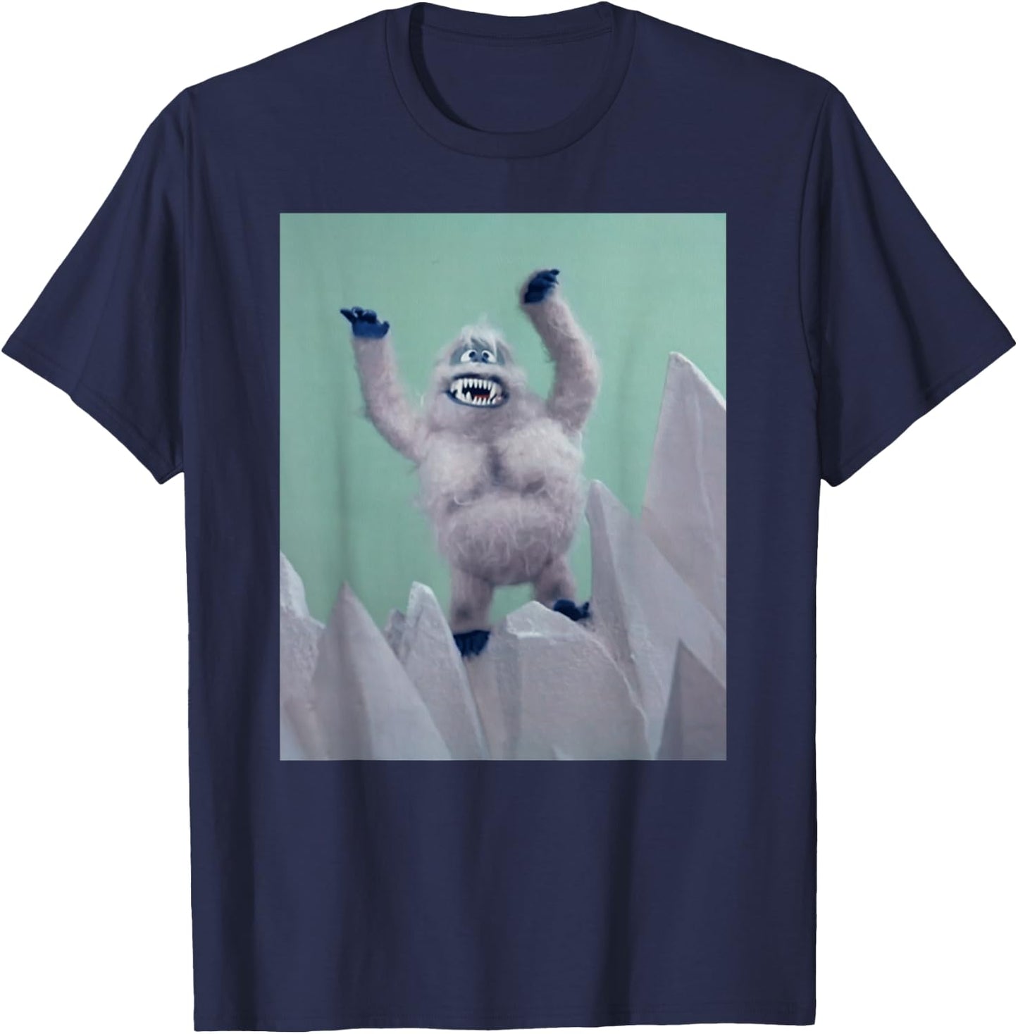 Funny Retro TV Shirts Retro Abominable Snowman - Black -Adults Classic Fit Short Sleeve Christmas - Small T-Shirt - T-Shirt | Navy