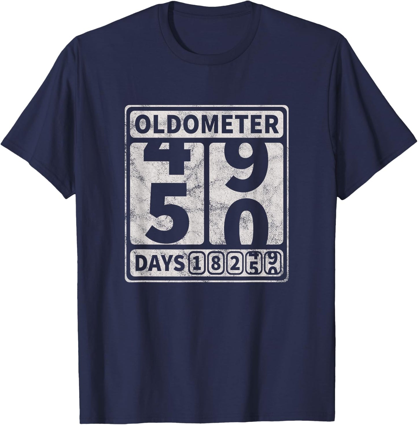 50th Birthday Gift Funny Oldometer 49-50 T-Shirt - T-Shirt | Navy