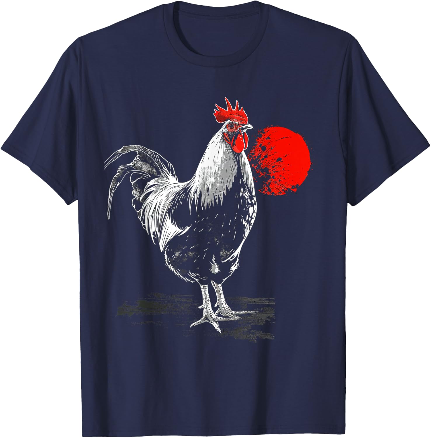 Chicken Drawing Animal Art Graphic Chicken T-Shirt - T-Shirt | Navy
