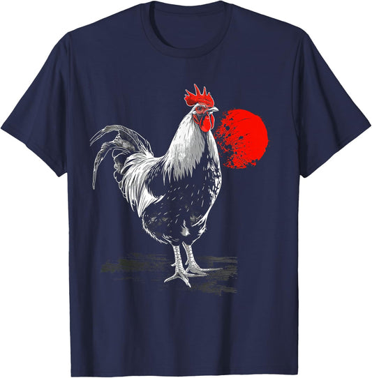 Chicken Drawing Animal Art Graphic Chicken T-Shirt - T-Shirt | Navy