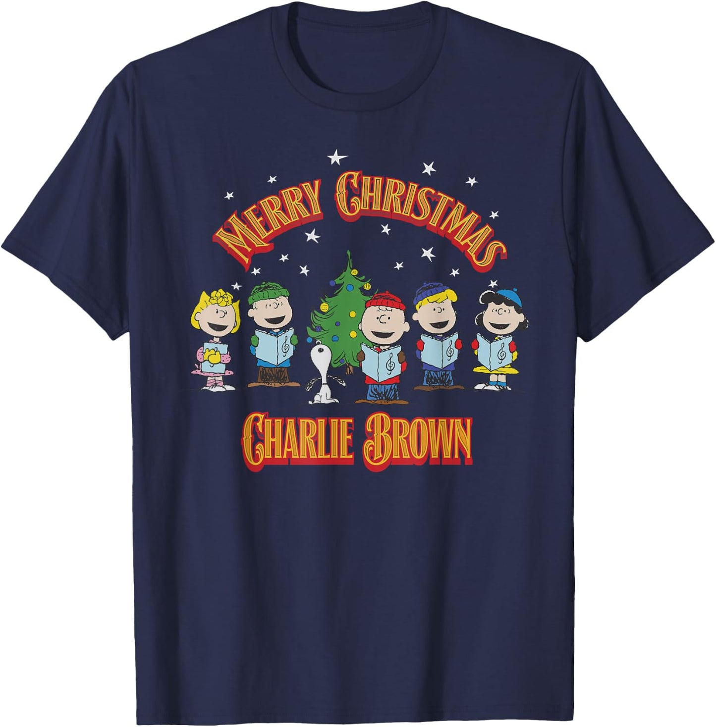 Peanuts Charlie Brown Merry Christmas Carol T-Shirt - T-Shirt | Navy