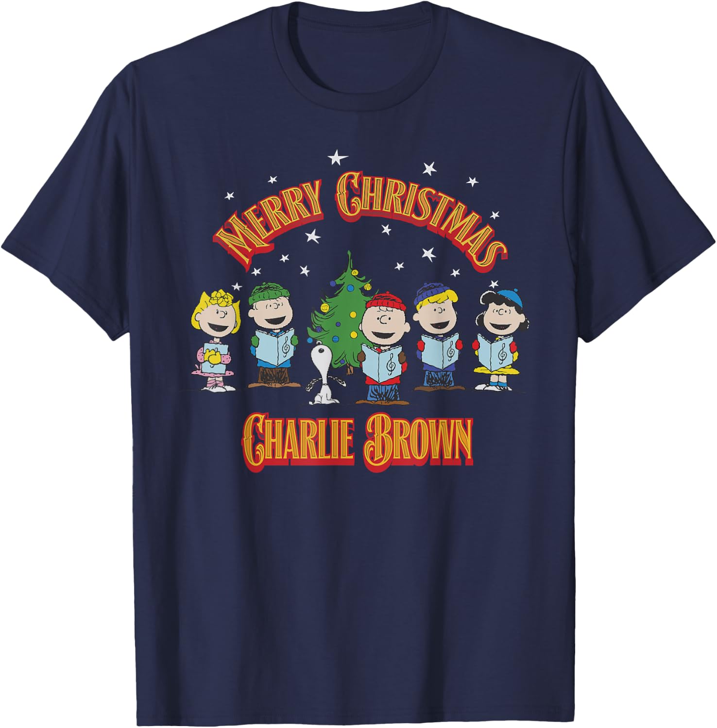 Peanuts Charlie Brown Merry Christmas Carol T-Shirt - T-Shirt | Navy