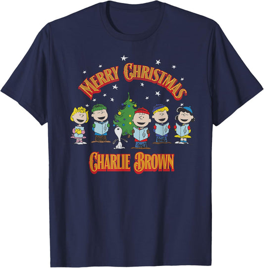 Peanuts Charlie Brown Merry Christmas Carol T-Shirt - T-Shirt | Navy