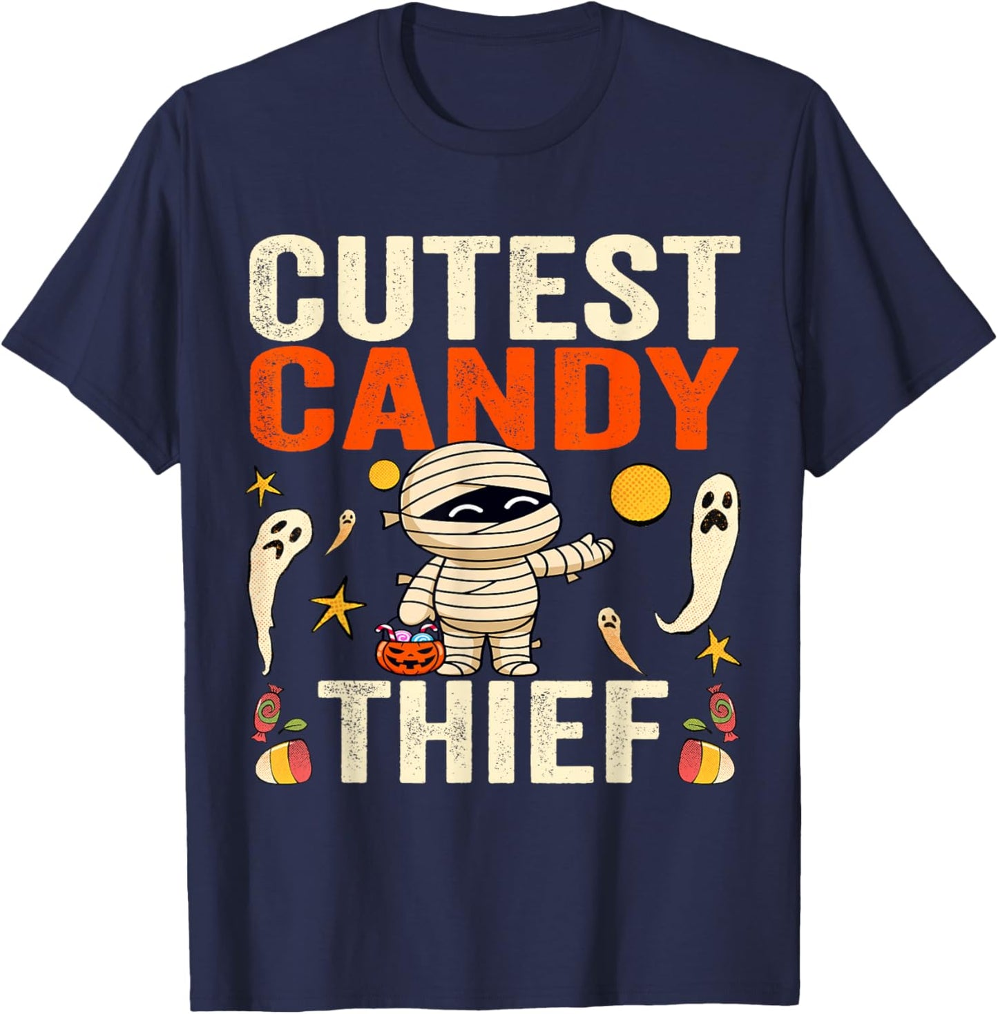 Cutest Candy Thief Funny Trick-Or-Treat Halloween Kids T-Shirt - T-Shirt | Navy