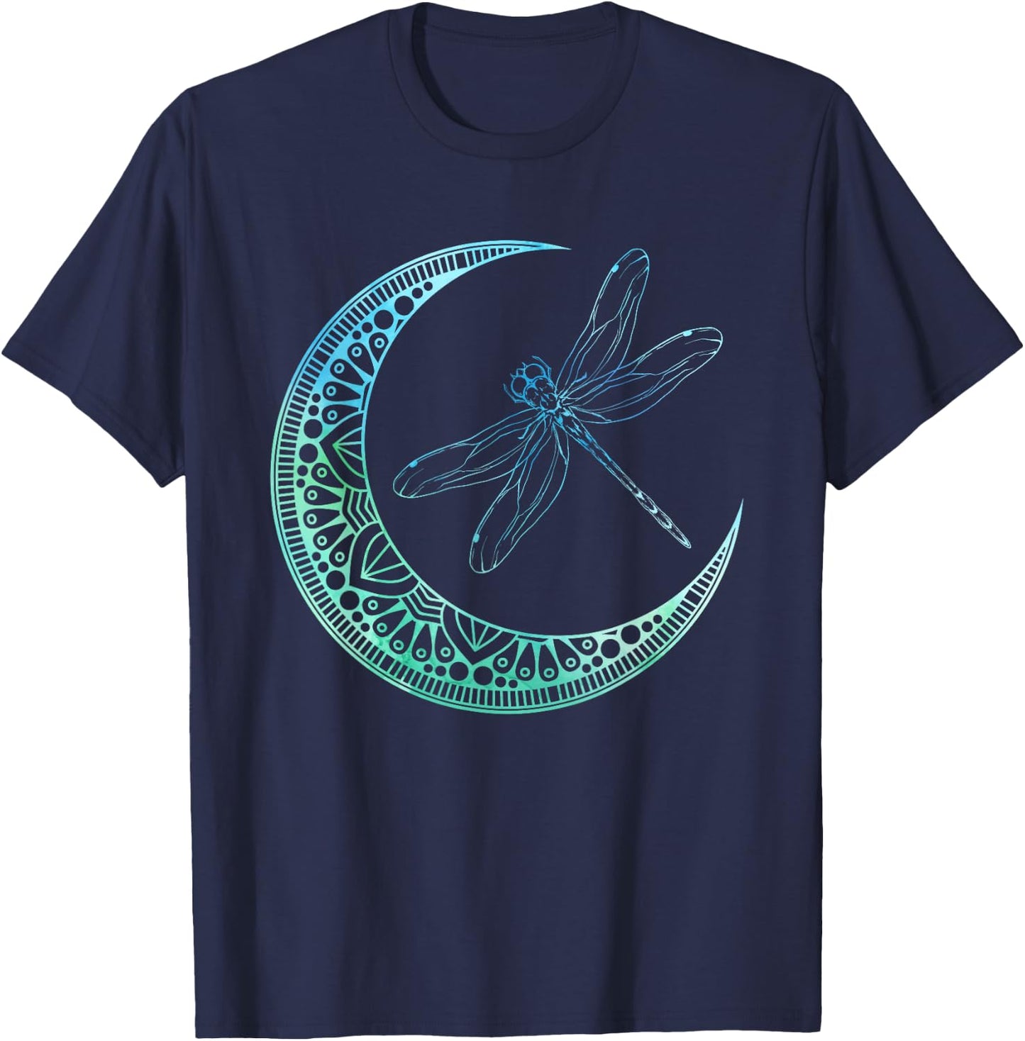 Entomologist Insect Animal Gift Moon Mandala Dragonfly T-Shirt - T-Shirt | Navy