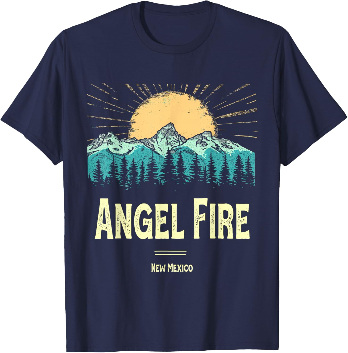 Vintage Angel Fire New Mexico Souvenir Hiking Sunset T-Shirt - T-Shirt | Navy