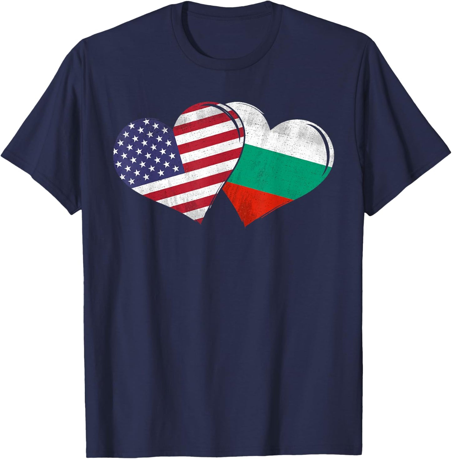 Vintage Bulgaria - American Flag Heart For Bulgarian T-Shirt - T-Shirt | Navy