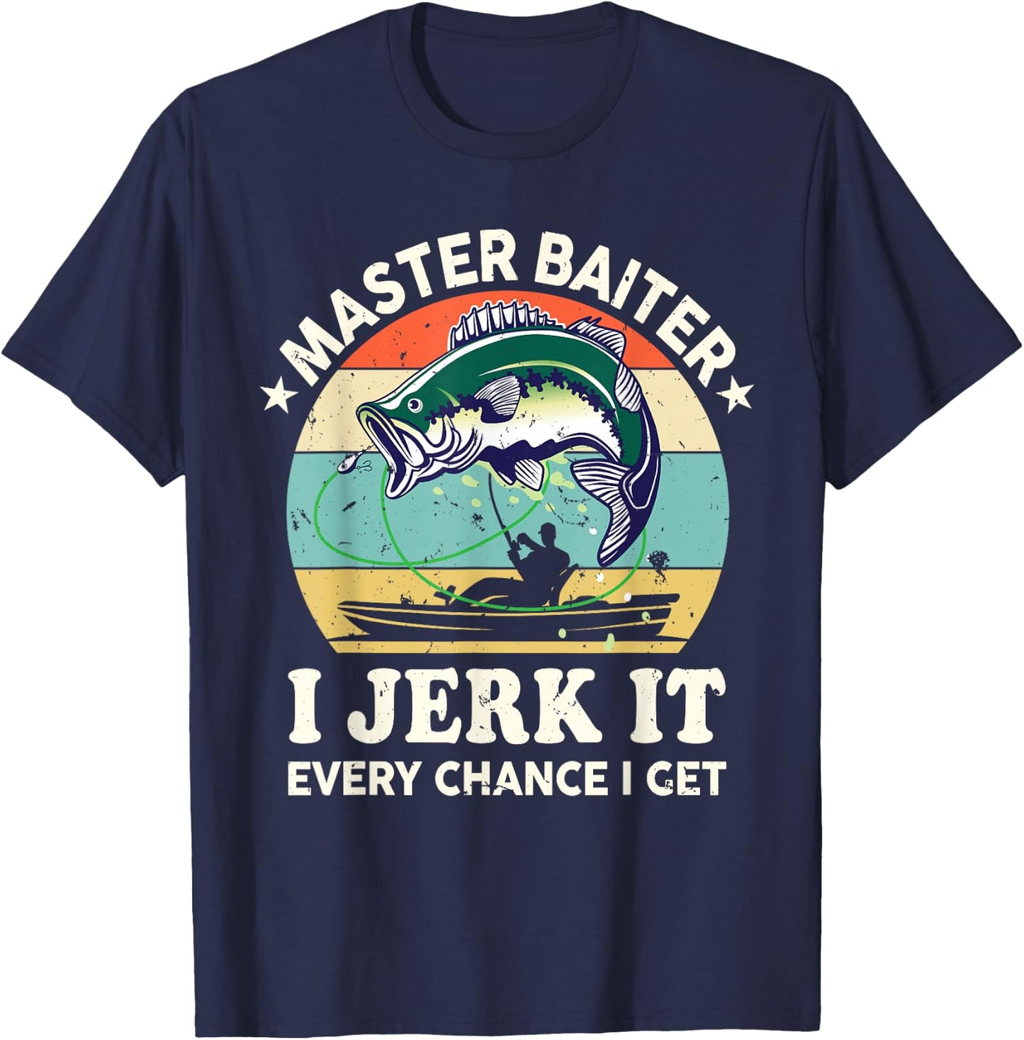 Master-Baiter Kayak Fishing-Shirt Dad Grandpa Bass Fish T-Shirt - T-Shirt | Navy