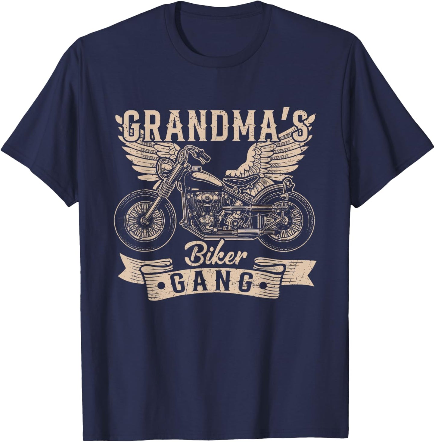 Grandma's Biker Gang Proud Motorcycle Rider Mothers Day T-Shirt - T-Shirt | Navy